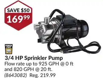 Princess Auto 3/4 HP Sprinkler Pump offer