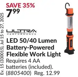 Princess Auto LED 50/40 Lumen Battery-Powered Flexible Work Light offer
