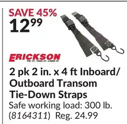 Princess Auto 2 pk 2 in. x 4 ftInboard/ Outboard Transom Tie-Down Straps offer