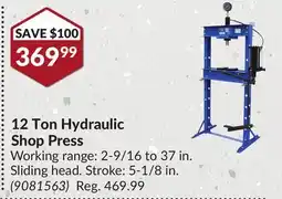 Princess Auto 12 Ton Hydraulic Shop Press offer