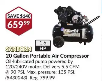 Princess Auto 20 Gallon Portable Air Compressor offer