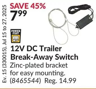 Princess Auto 12V DC Trailer Break-Away Switch offer