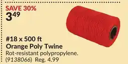 Princess Auto 18 x 500 Orange Poly Twine offer