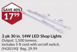 Princess Auto 2 pk 30 in. 14W LED Shop Lights offer