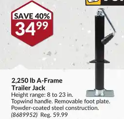 Princess Auto 2,250 lb A-Frame Trailer Jack offer