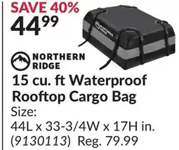 Princess Auto NORTHERN RIDGE 15 cu. ftWaterproof Rooftop Cargo Bag offer