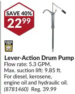 Princess Auto Lever-Action Drum Pump offer