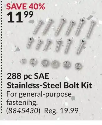 Princess Auto 288 pc SAE Stainless-Steel Bolt Kit offer