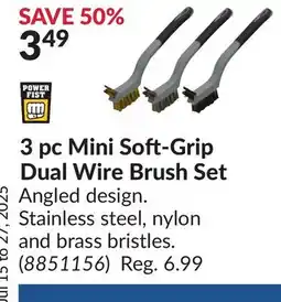 Princess Auto 3 pc Mini Soft-Grip Dual Wire Brush Set offer