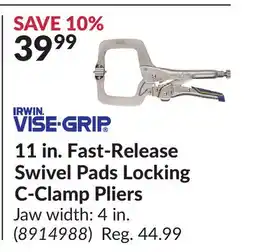 Princess Auto 11 in. Fast-Release Swivel Pads Locking C-Clamp Pliers offer
