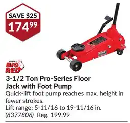 Princess Auto 3-1/2 Ton Pro-Series Floor Jack with Foot Pump offer