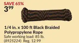 Princess Auto 1/4 in. x 100 ftBlack Braided Polypropylene Rope offer