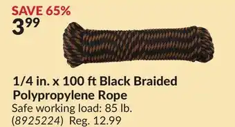 Princess Auto 1/4 in. x 100 ftBlack Braided Polypropylene Rope offer
