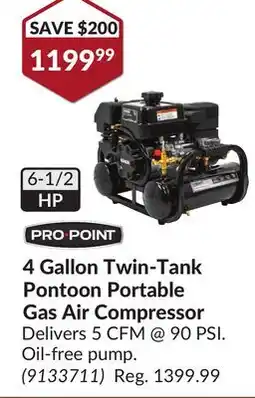 Princess Auto 4 Gallon Twin-Tank Pontoon Portable Gas Air Compressor offer