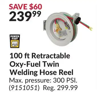Princess Auto 100 ftRetractable Oxy-Fuel Twin Welding Hose Reel offer