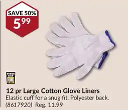 Princess Auto 12 pr Large Cotton Glove Liners offer