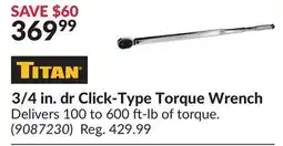 Princess Auto 3/4 in. dr Click-Type Torque Wrench offer