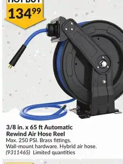 Princess Auto 3/8 in. x 65 ftAutomatic Rewind Air Hose Reel offer