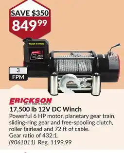 Princess Auto 17,500 lb 12V DC Winch offer