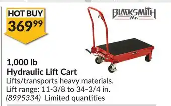 Princess Auto 1,000 lb Hydraulic LiftCart offer