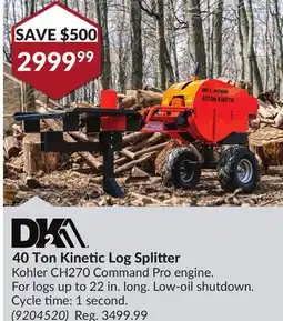 Princess Auto 40 Ton Kinetic Log Splitter offer
