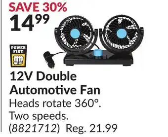 Princess Auto 12V Double Automotive Fan offer