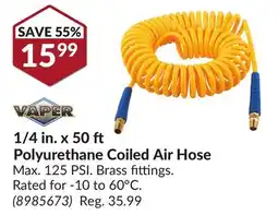 Princess Auto 1/4 in. x 50 Polyurethane Coiled Air Hose offer