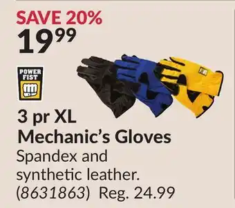 Princess Auto 3 pr XL Mechanic's Gloves offer