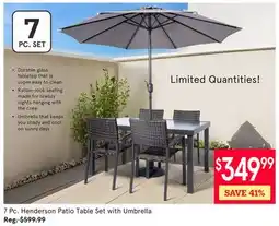 Kitchen Stuff Plus 7 Pc. Henderson Patio Table Set with Umbrella offer