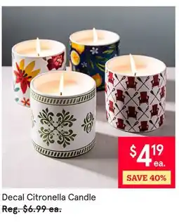 Kitchen Stuff Plus 4 PC. SET Decal Citronella Candle offer