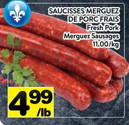 Supermarché PA SAUCISSES MERGUEZ DE PORC FRAIS | Fresh Pork Merguez Sausages offer