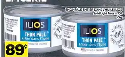 Supermarché PA THON PÂLE ENTIER DANS L'HUILE ILIOS | Solid Light Tuna in Oil offer