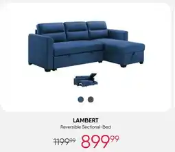 Meubles RD Lambert - Convertible and Reversible Sectional with Storage - Blue offer