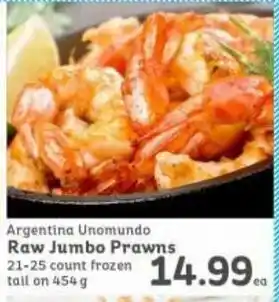 Raw jumbo prawns