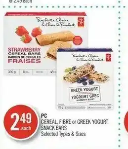 Shoppers Drug Mart Cereal, Fibre or Greek Yogurt Snack Bars offer