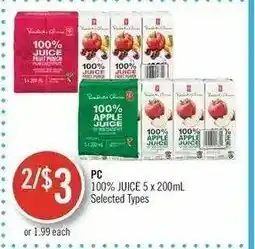 Shoppers Drug Mart 100% Juice 5 x 200ml offer