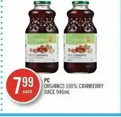 Shoppers Drug Mart Organics 100% Cranberry Juice offer