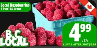 The Old Farm Market Local raspberries offer