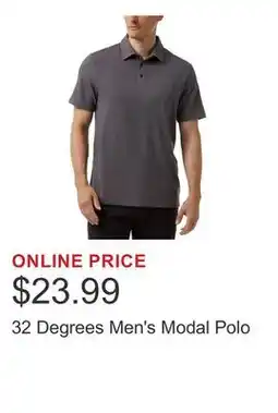 Costco 32 Degrees Men's Modal Polo offer