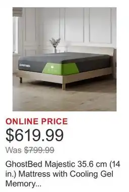 Costco GhostBed Majestic 35.6 cm (14 in.) Mattress with Cooling Gel Memory Foam offer