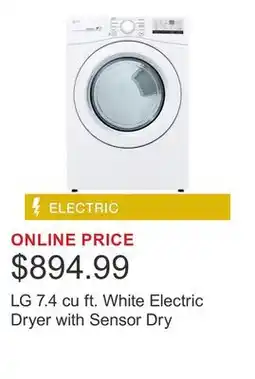 Costco LG 7.4 cu ft. White Electric Dryer with Sensor Dry offer