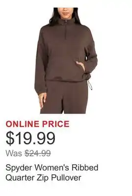 Costco Spyder Women's Ribbed Quarter Zip Pullover offer