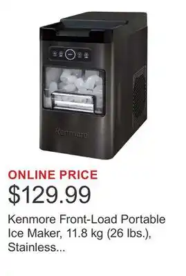 Costco Kenmore Front-Load Portable Ice Maker, 11.8 kg (26 lbs.), Stainless Steel offer
