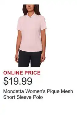 Costco Mondetta Women's Pique Mesh Short Sleeve Polo offer