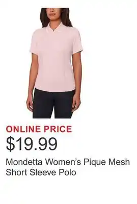 Costco Mondetta Women's Pique Mesh Short Sleeve Polo offer