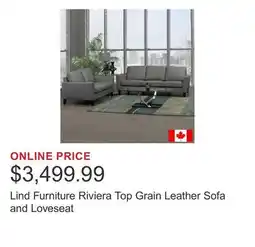 Costco Lind Furniture Riviera Top Grain Leather Sofa and Loveseat offer