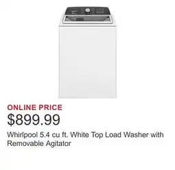 Costco Whirlpool 5.4 cu ft. White Top Load Washer with Removable Agitator offer