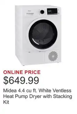 Costco Midea 4.4 cu ft. White Ventless Heat Pump Dryer with Stacking Kit offer