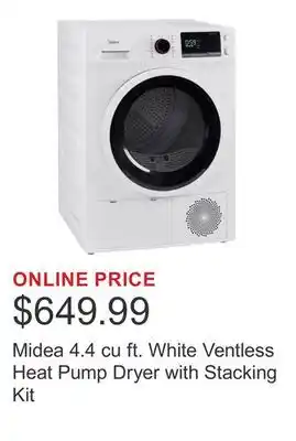 Costco Midea 4.4 cu ft. White Ventless Heat Pump Dryer with Stacking Kit offer