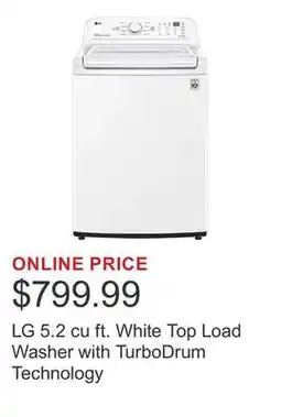 Costco LG 5.2 cu ft. White Top Load Washer with TurboDrum Technology offer